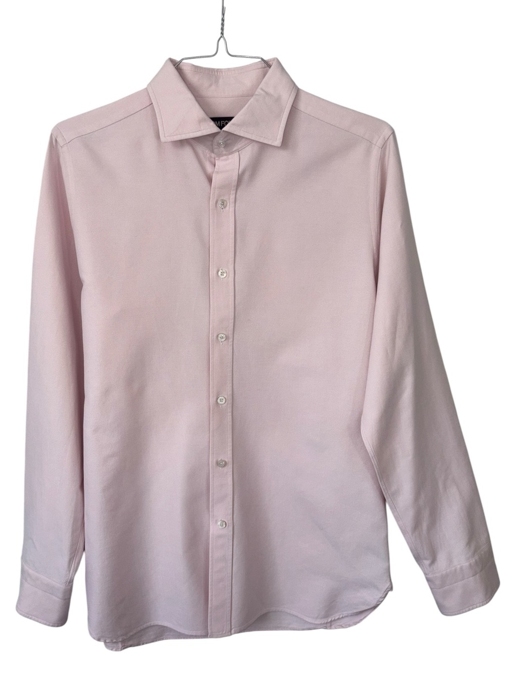 Tom Ford Shirt Mens 41 EU 16 US Long Sleeve Solid Light Pink Button-Up Cotton